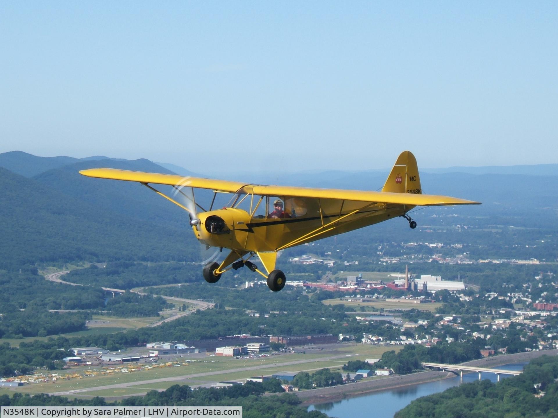 N3548K, 1946 Piper J3C-65 Cub C/N 22239, cub over Lockhaven PA