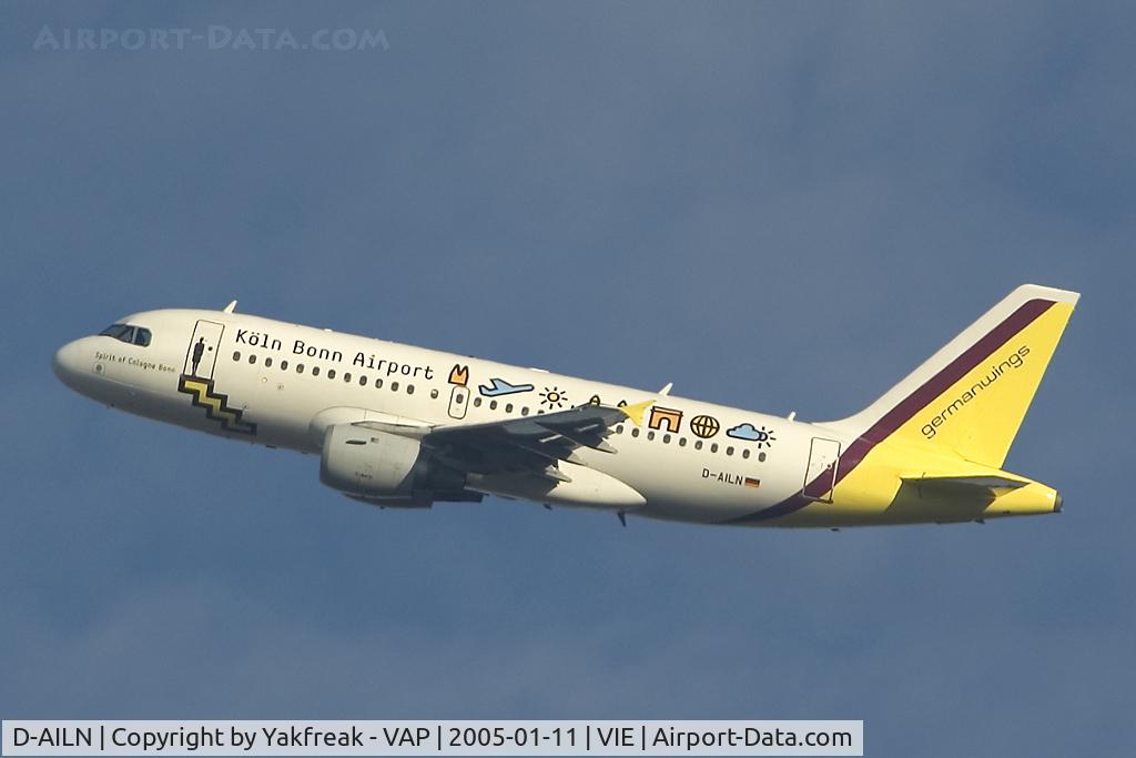 D-AILN, 1997 Airbus A319-114 C/N 700, special painted Germanwings A319 taking off at VIE
