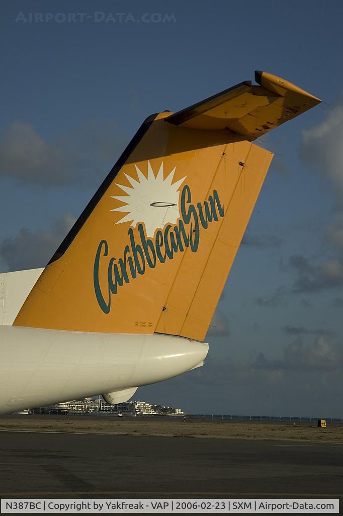 N387BC, 1993 De Havilland Canada DHC-8-106 Dash 8 C/N 351, tail of an Carribean Sun Dash8-100
