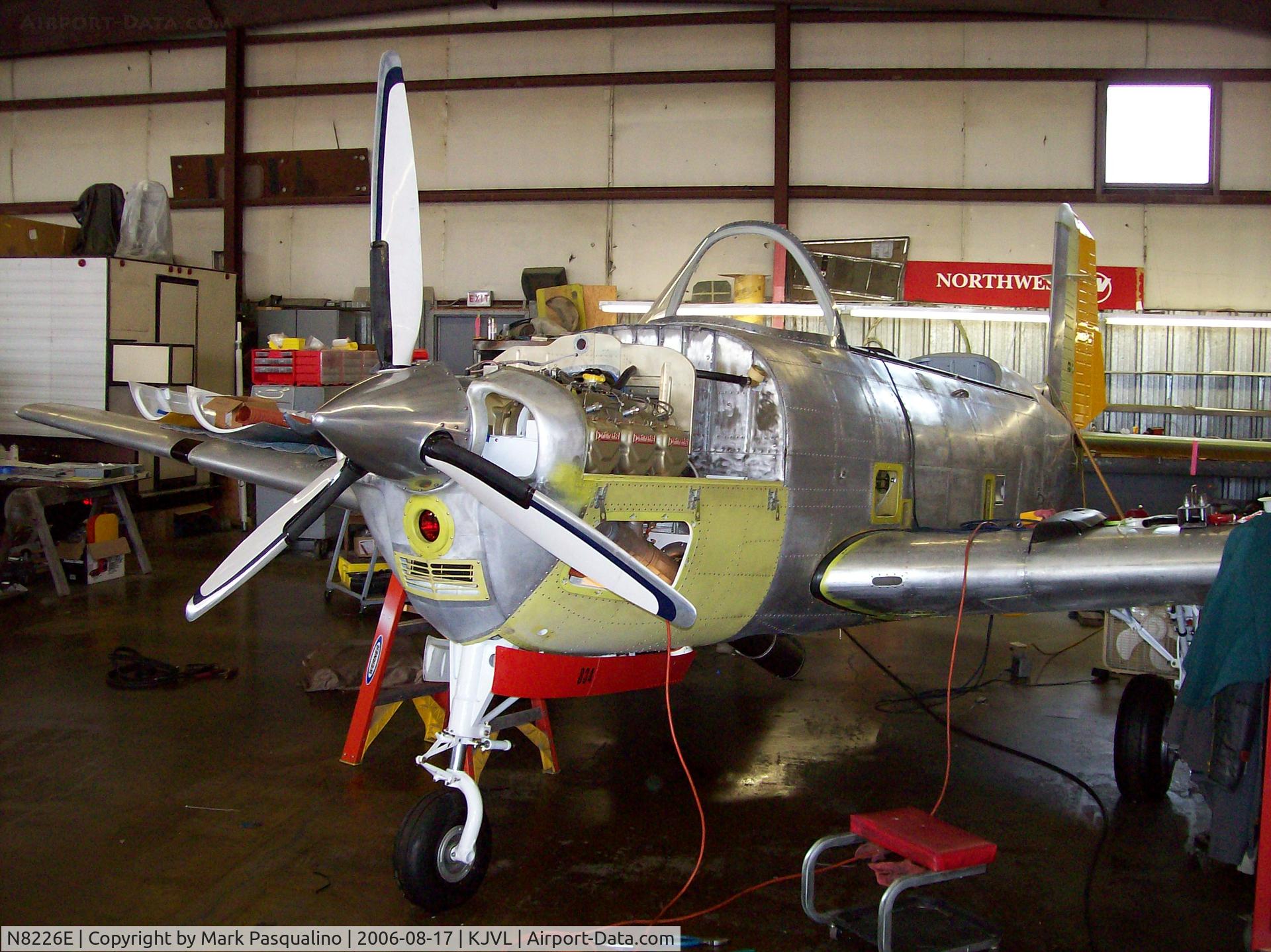 N8226E, 1957 Beech D-45 Mentor C/N BG-379, Beech T-34B project  Propeller, exhaust system, and windshield installed.