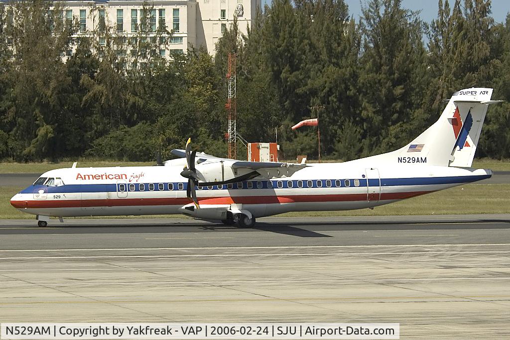 N529AM, 1997 ATR 72-212A C/N 529, American Eagle ATR72 at SJU