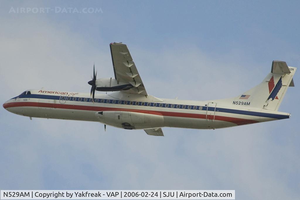 N529AM, 1997 ATR 72-212A C/N 529, American Eagle ATR72 at SJU