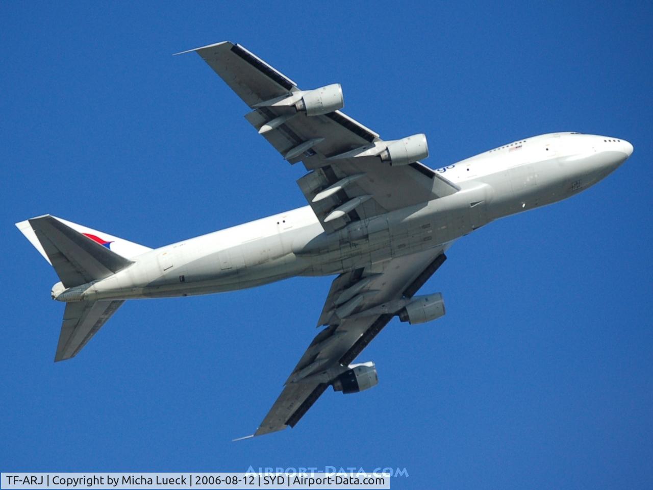 TF-ARJ, 1987 Boeing 747-236SF C/N 23735, Climbing out of Sydney