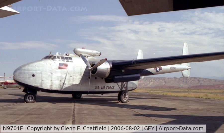 N9701F, 1945 Fairchild C-82A Packet C/N 10184 (45-57814), At the firefighting museum