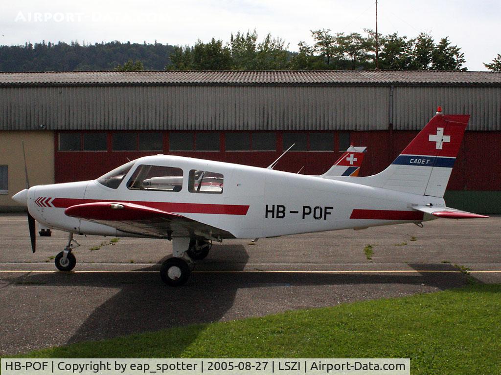 HB-POF, 1989 Piper PA-28-161 Cadet C/N 2841294, parked at Schupfart-Airfield