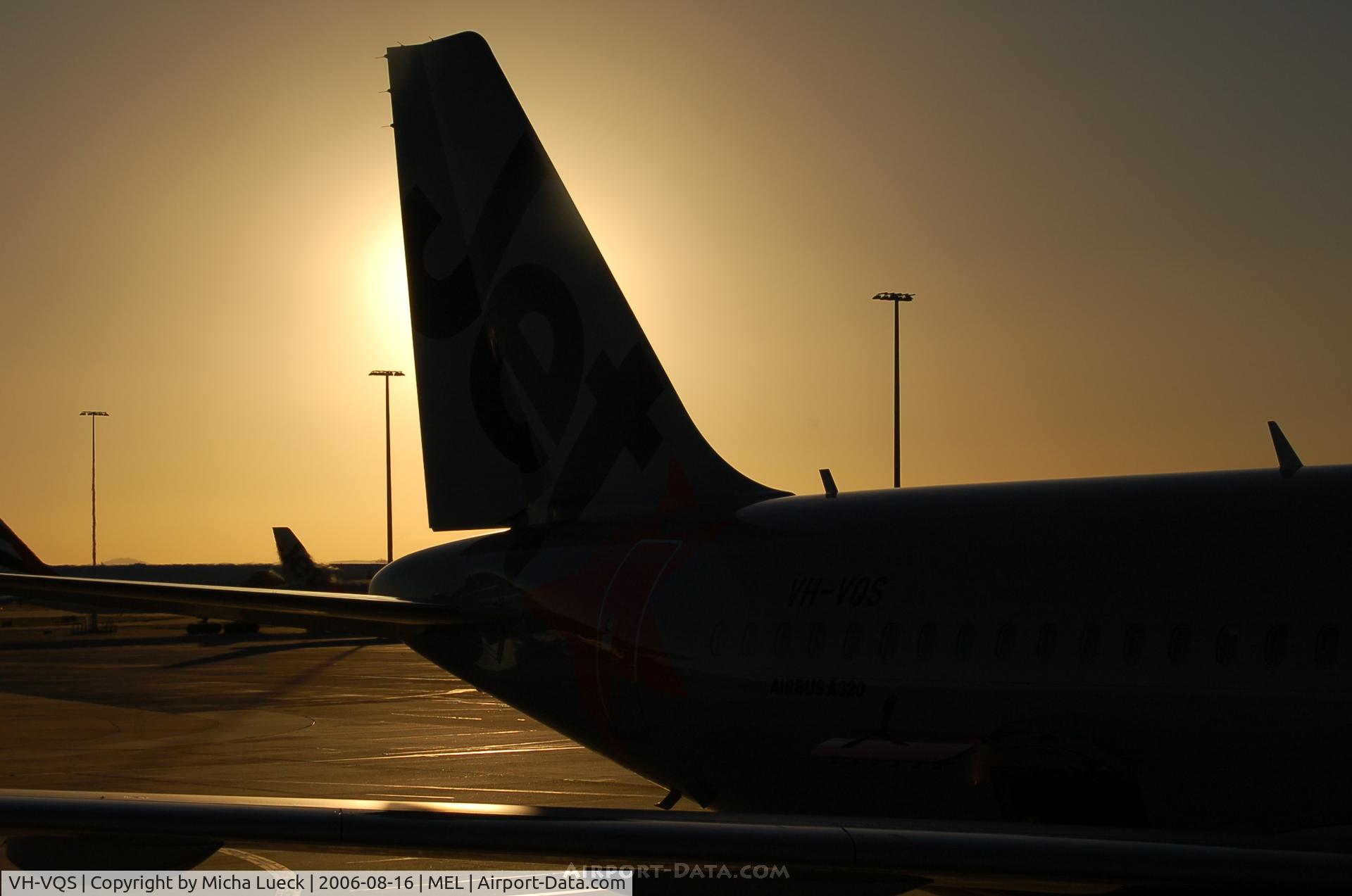VH-VQS, 2005 Airbus A320-232 C/N 2515, Basking in the warm evening sun