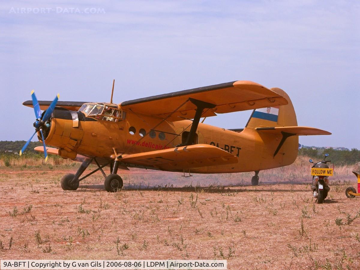 9A-BFT, Antonov An-2 C/N 1G99-16, The 9A-BFT just after starting the engine at the Medulin airstrip (Croatia).