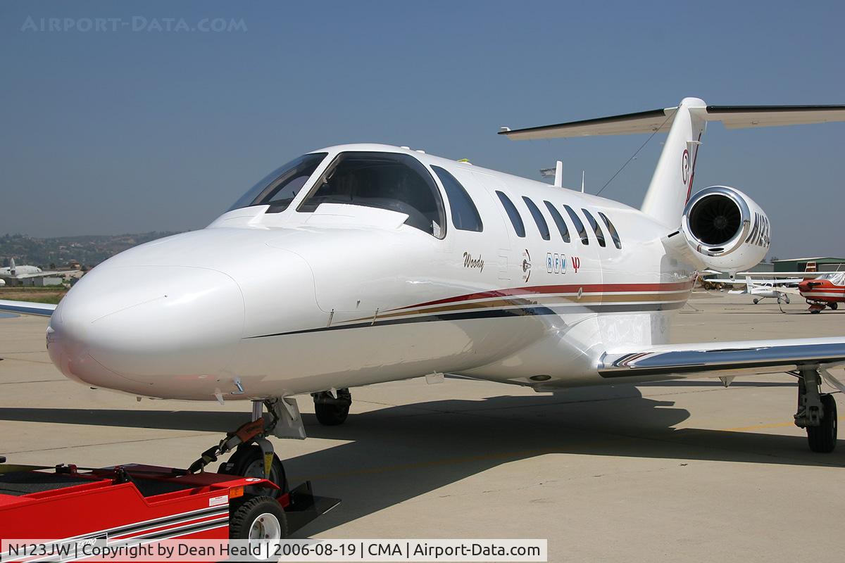 N123JW, Piper PA-34-200T C/N 348070121, 2003 Cessna Citation 525A on the ramp at Camarillo.