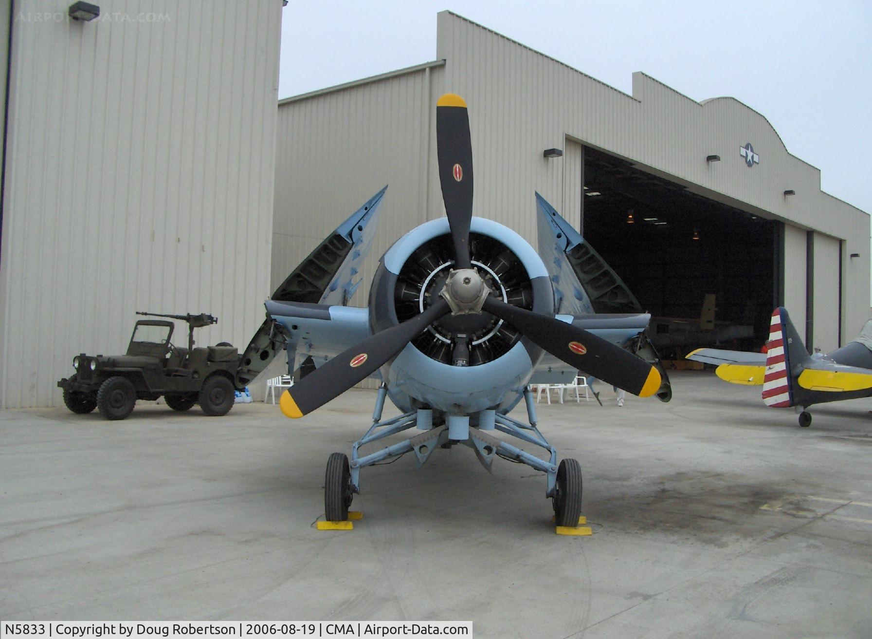N5833, 1945 General Motors (Grumman) FM-2 Wildcat C/N 5833, 1986 Nichols Eastern Aircraft Div. of General Motors FM-2 WILDCAT, Wright Cyclone R-1820-56 9 cylinder radial 1,350 Hp