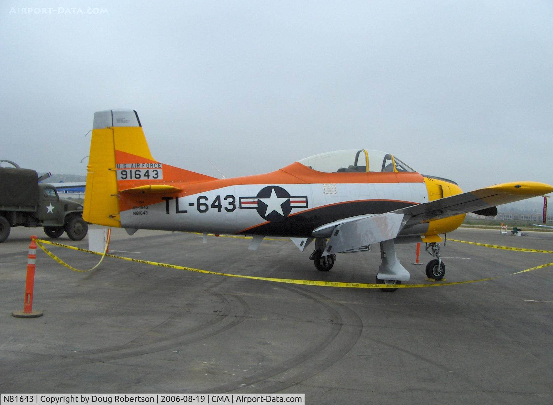 N81643, 1949 North American T-28A Trojan C/N 159-155 (49-1643), Noirth American T28A TROJAN, Wright R-1300-C7BA 800 Hp, USAF version