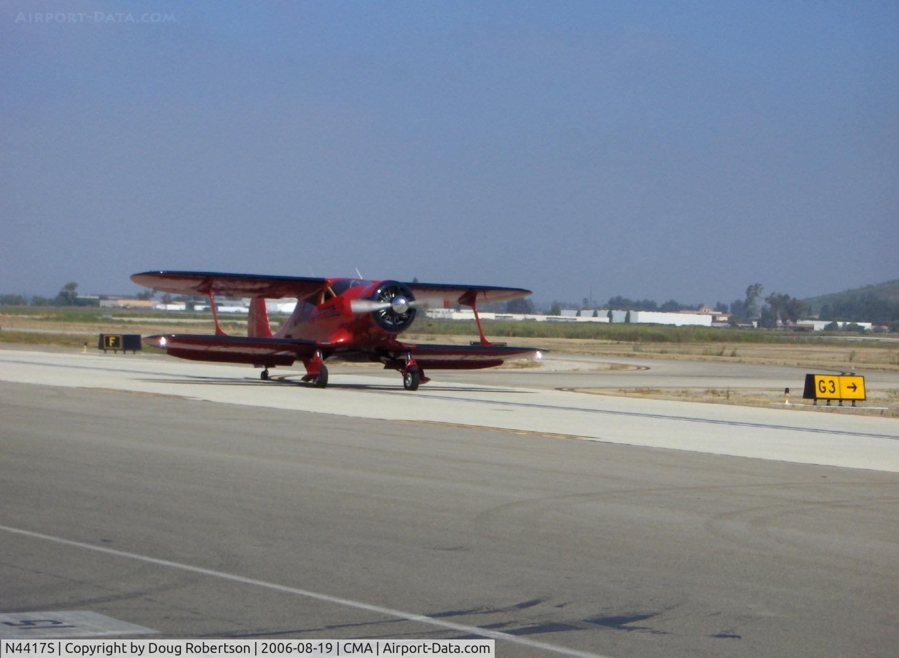N4417S, 1944 Beech D17S (UC-43-BH/GB2) Staggerwing C/N 6918, 1944 Beech D17S STAGGERWING, P&W R-985 Wasp Junior 450 Hp, taxi