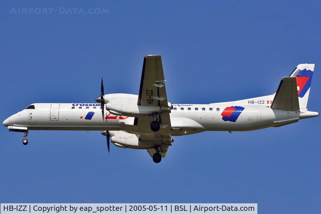 HB-IZZ, 1997 Saab 2000 C/N 2000-048, short final runway 34