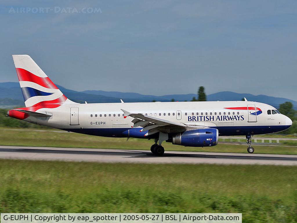 G-EUPH, 2000 Airbus A319-131 C/N 1225, inbound from LHR landing on runway 16