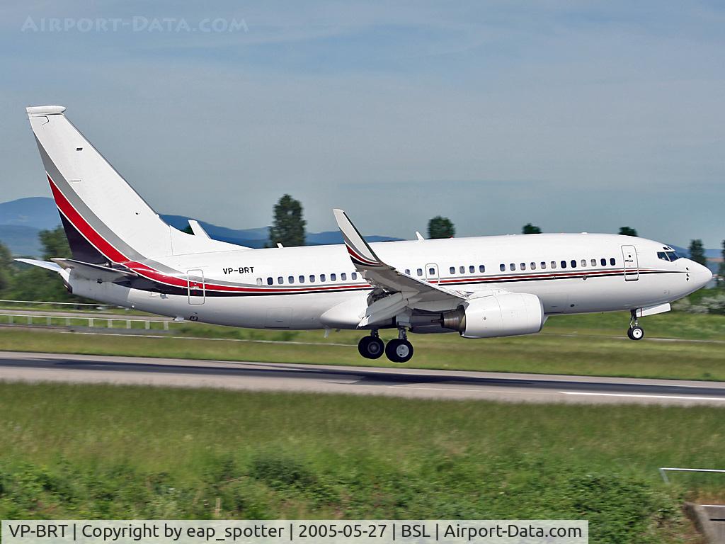 VP-BRT, 2001 Boeing 737-7BC C/N 32970, landing on runyway 16