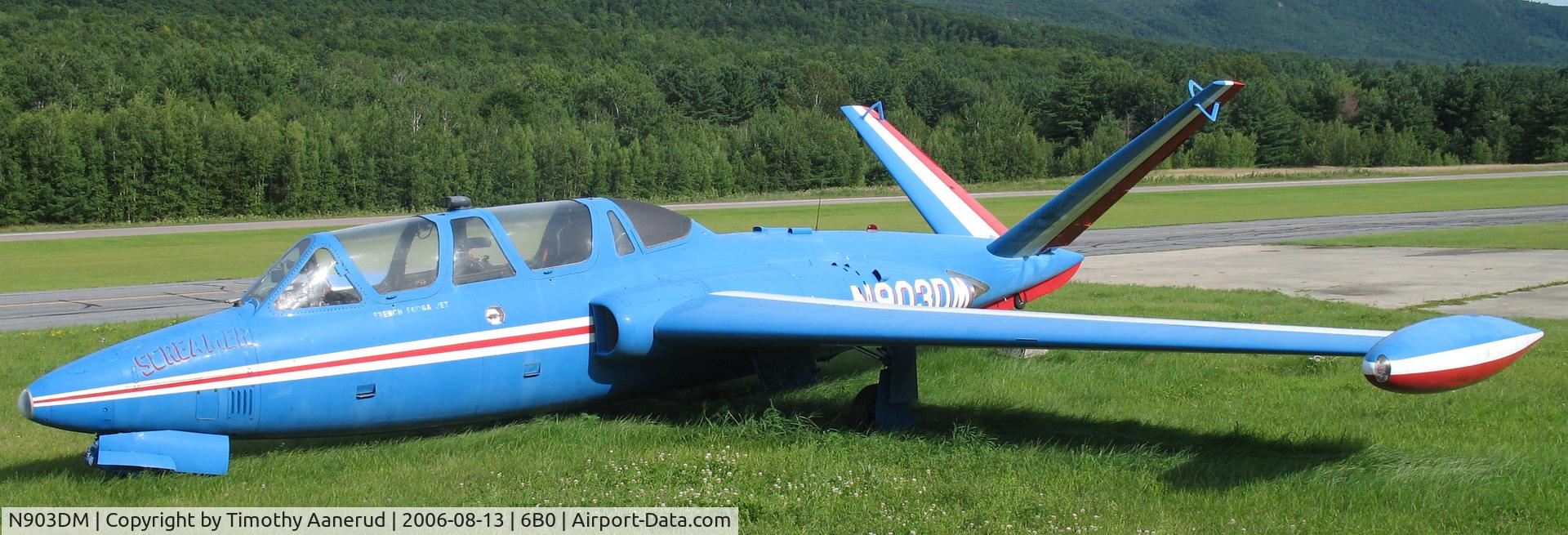 N903DM, 1958 Fouga (Valmet) CM-170R Magister C/N FM-2, Tied down at Middlebury State, VT