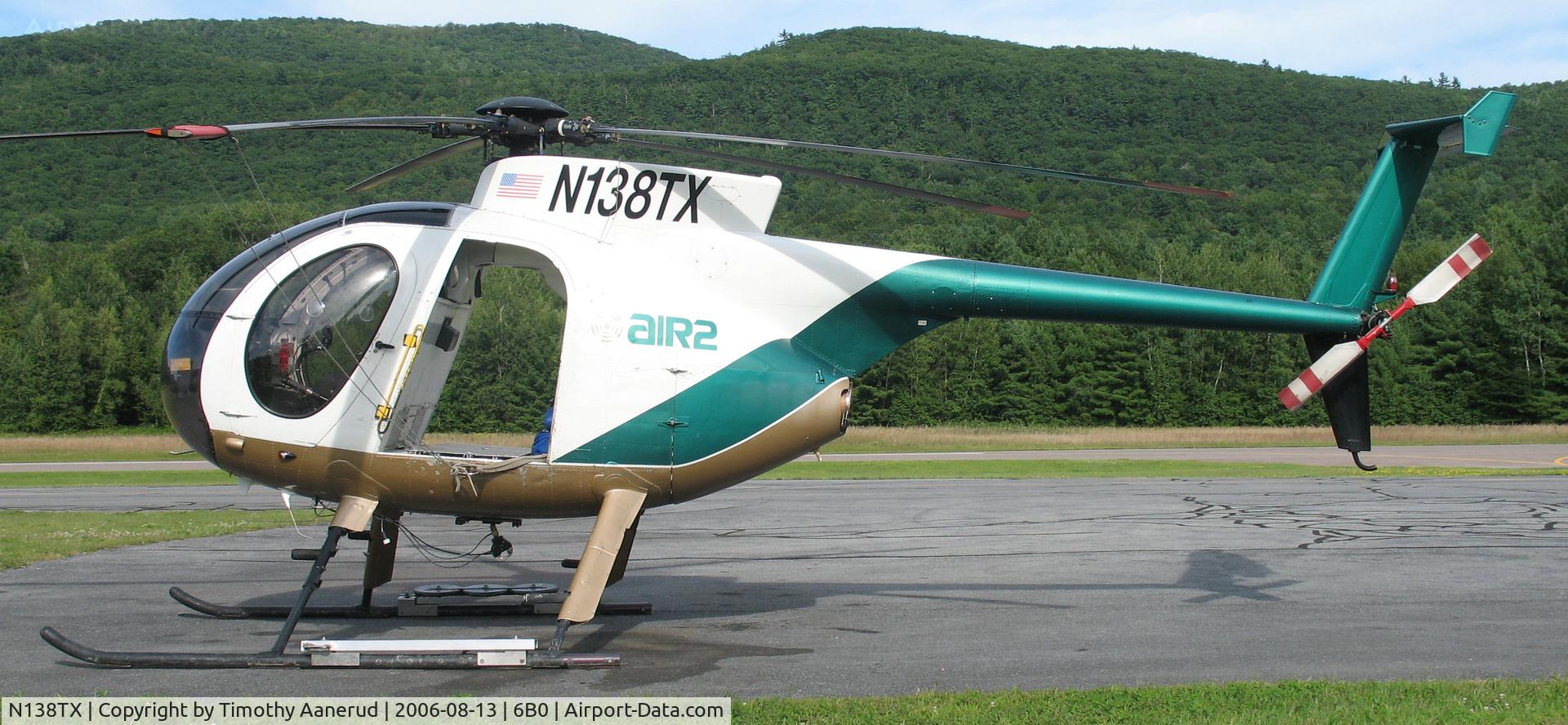 N138TX, 1979 Hughes 369D C/N 1290646D, Tied down at Middlebury State, VT