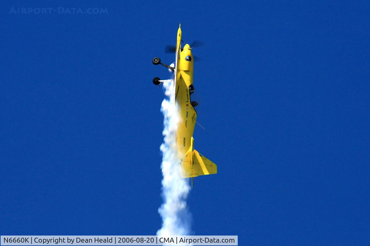 N6660K, 1996 Zlin 50LX C/N 0075, Rob Harrison performing aerobatics in his 1996 Zlin 50LX 'Tumbling Bear' at the 2006 EAA Camarillo Airshow.