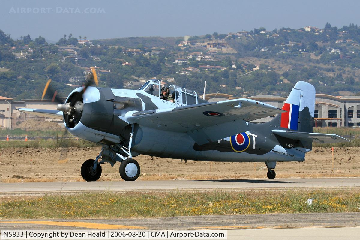 N5833, 1945 General Motors (Grumman) FM-2 Wildcat C/N 5833, Commemorative Air Force Grumman FM-2 Wildcat taxiing out prior to performing at the 2006 EAA Camarillo Airshow.