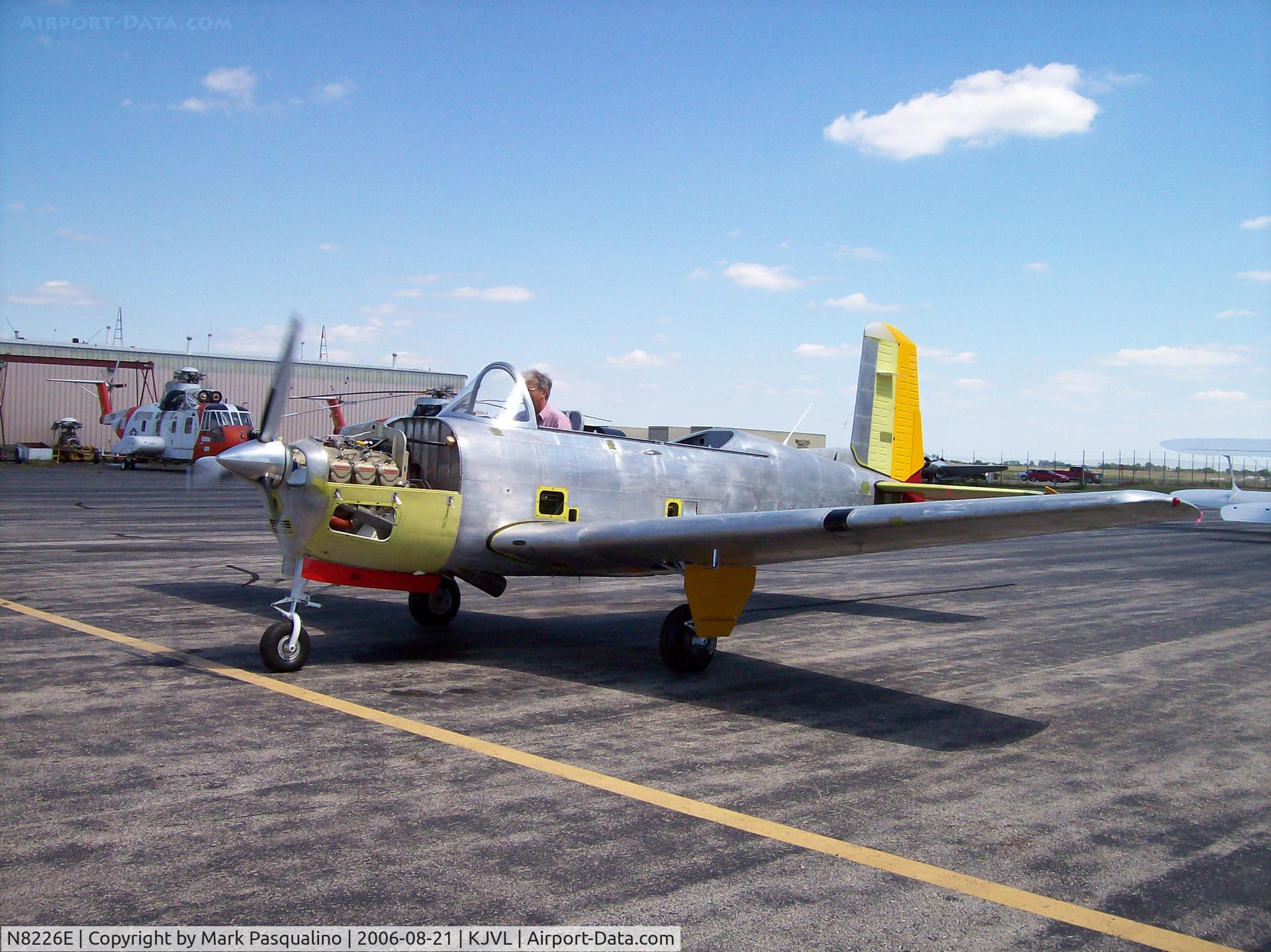 N8226E, 1957 Beech D-45 Mentor C/N BG-379, Beech T-34B  First engine start in 25 years. Fresh overhauled IO-520BB installed.