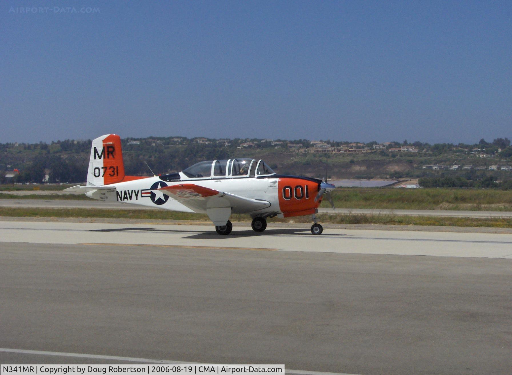 N341MR, 1955 Beech D-45 (T-34B) Mentor C/N BG-65, Beech D-45 as T34B MENTOR, Continental IO-550B 300 Hp upgrade, taxi