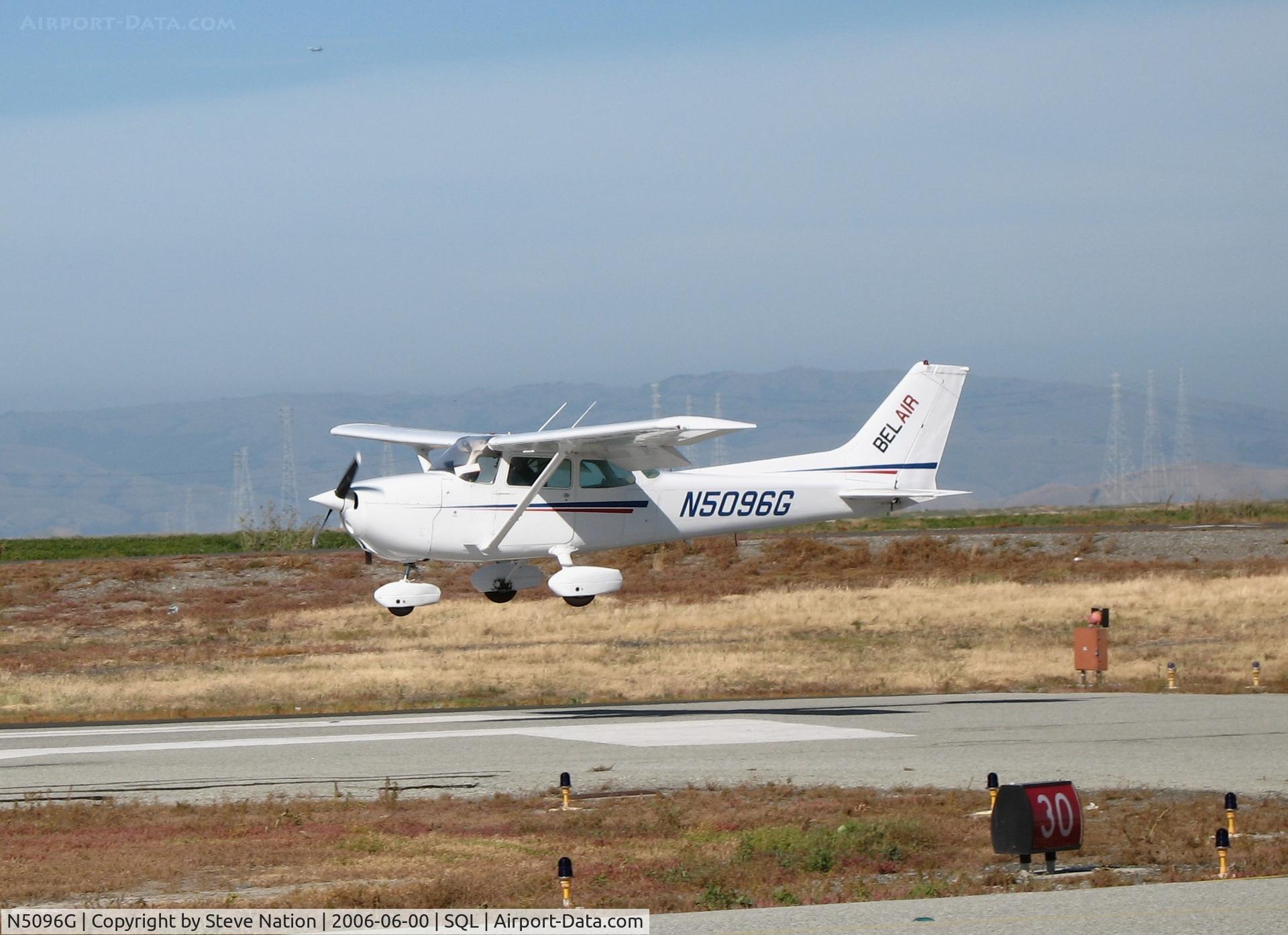 N5096G, 1979 Cessna 172N C/N 17273545, Bel Air 1979 Cessna 172N landing @ San Carlos Municipal Airport, CA