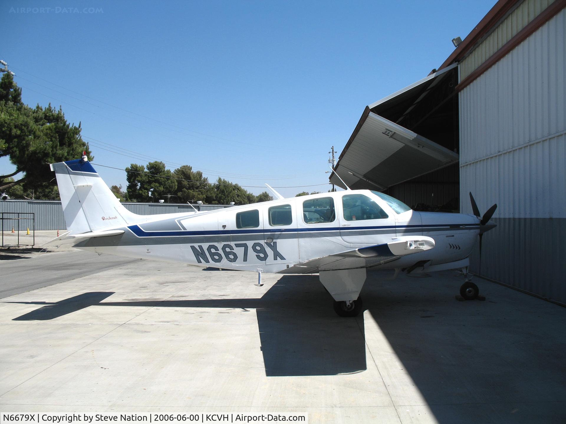 N6679X, 1982 Beech A36 Bonanza 36 C/N E-2041, Inpatient Dental Service 1982 Beech A36 in partial shade @ Hollister Municipal Airport, CA
