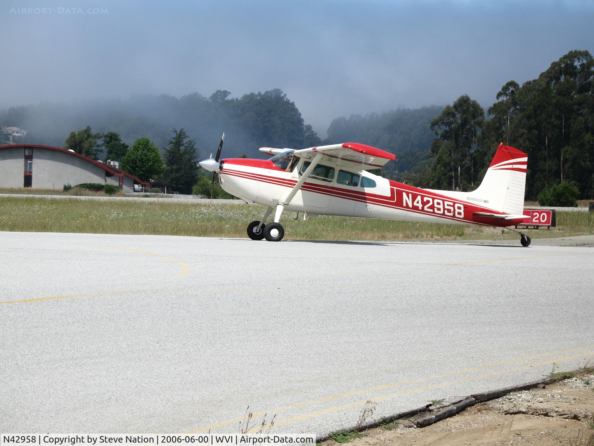 N42958, 1973 Cessna 180J C/N 18052389, 1973 Cessna 180J taxying @ Watsonville Municipal Airport, CA