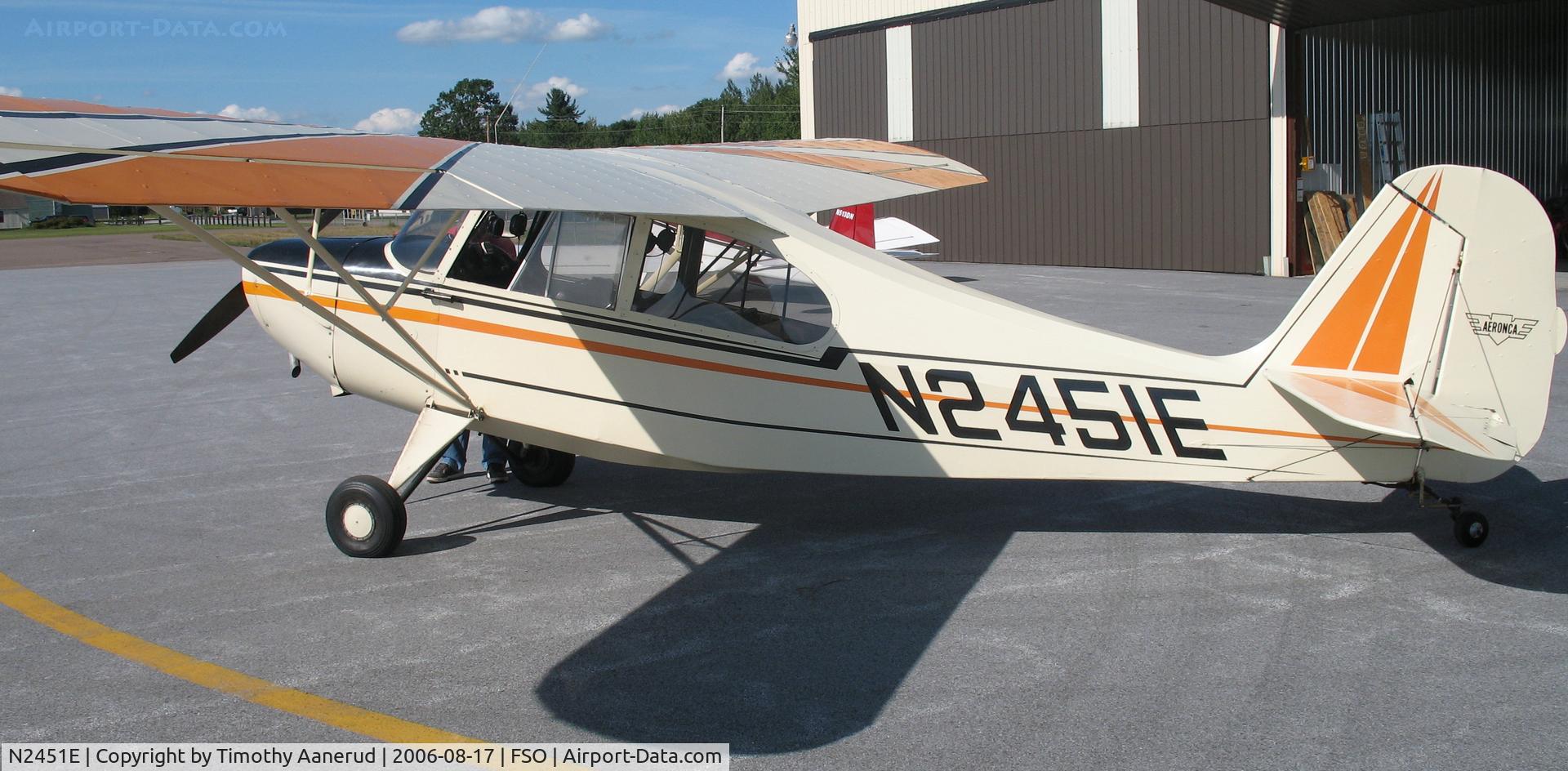 N2451E, 1946 Aeronca 7AC Champion C/N 7AC-6031, Back from a flight in northern Vermont