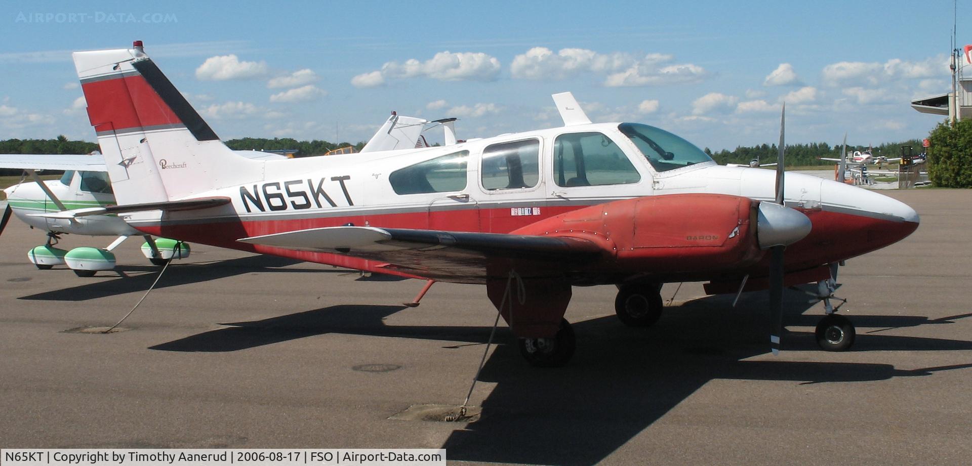 N65KT, 1964 Beech B-55 Baron (T-42A) C/N TF-10, Tied down at the Franklin County State Airport, Highgate, VT