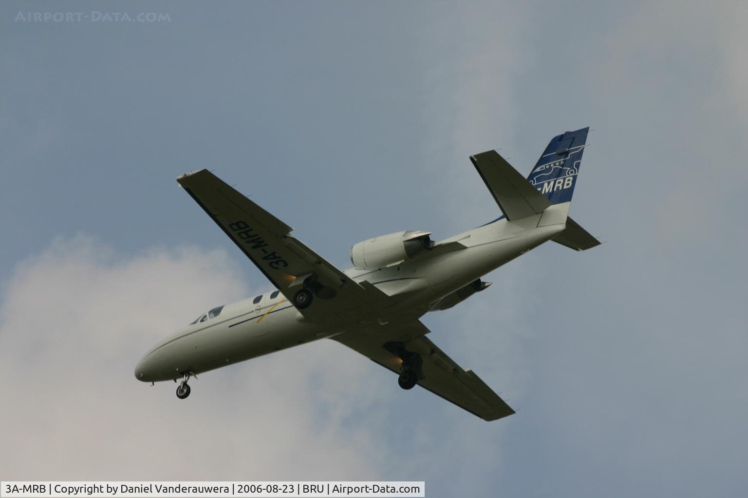 3A-MRB, 1982 Cessna 551  Citation II/SP C/N 551-0421, short to land on rwy 25R under cloudy sky