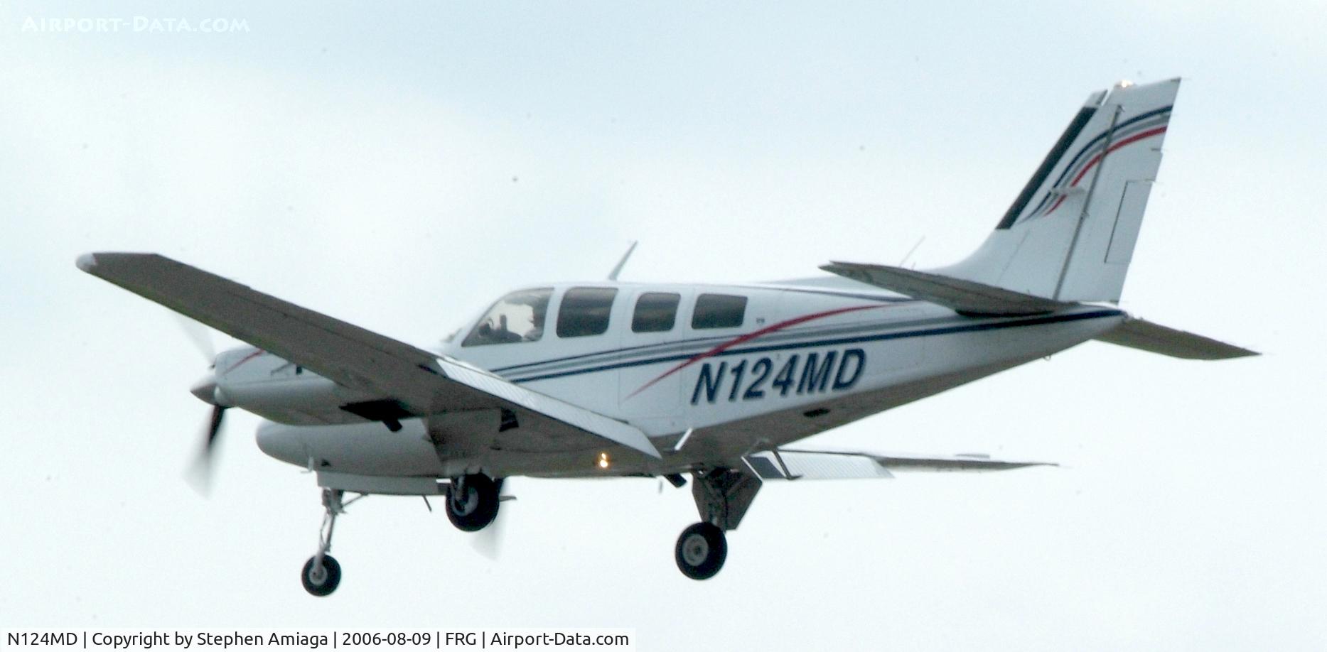 N124MD, 1981 Beech 58P Baron C/N TJ-374, About to touch down..