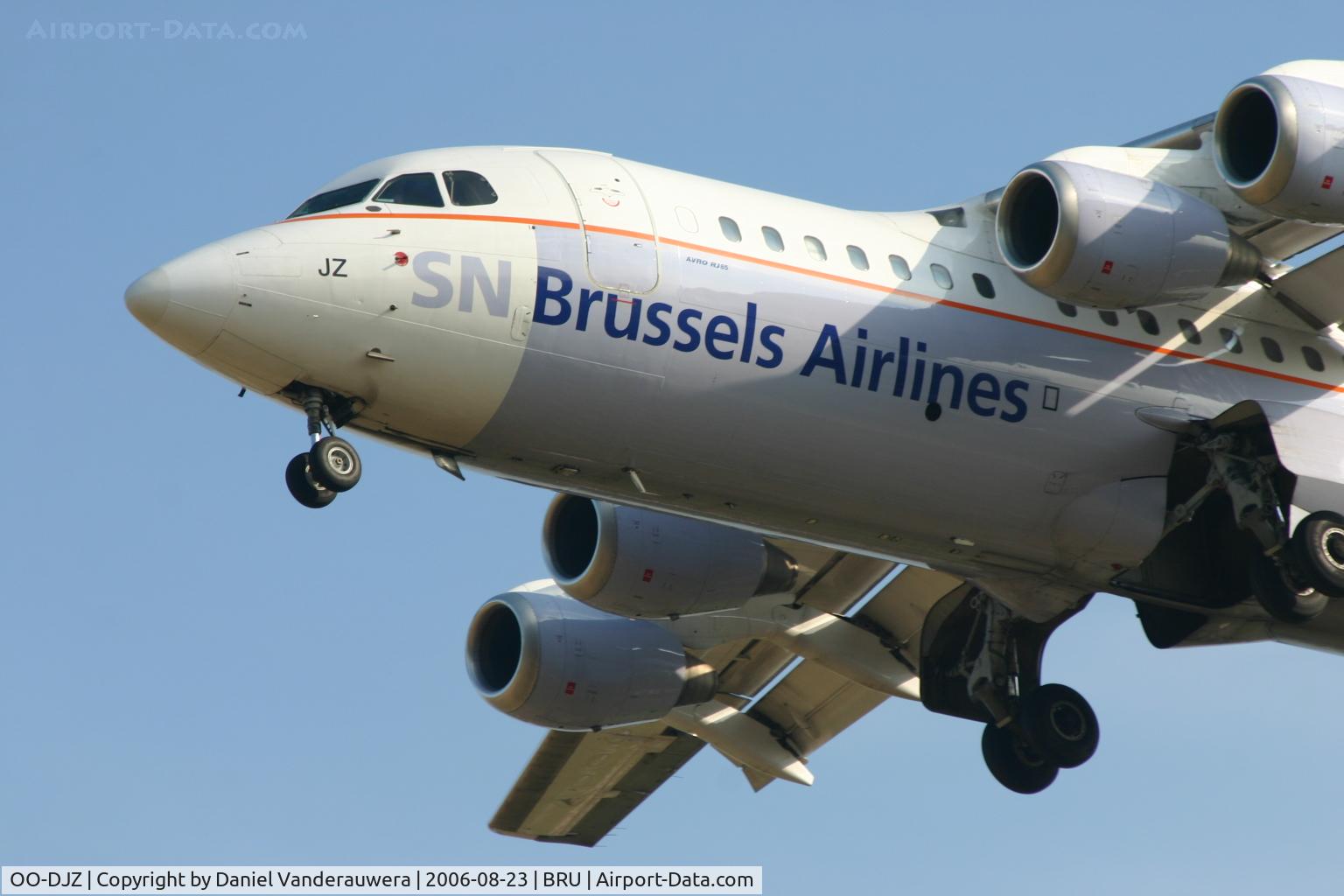 OO-DJZ, 1997 British Aerospace Avro 146-RJ85 C/N E.2305, flight SN2122 is back from LGW