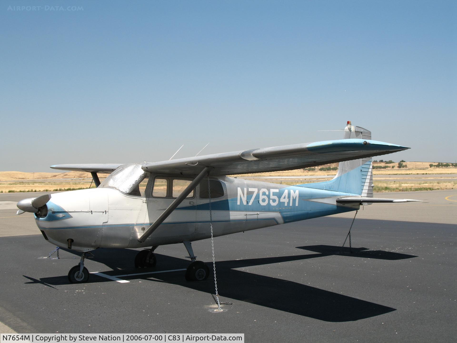 N7654M, 1959 Cessna 175 Skylark C/N 55954, Straight-tailed 1959 Cessna 175 visiting from Lewiston, ID @ Byron Airport (Contra Costa County), CA