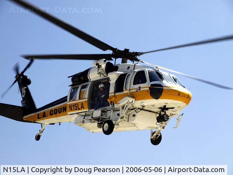 N15LA, 2004 Sikorsky S-70A Firehawk C/N 702846, LA County Copter 15 demonstrating at Station 129 on Fire Service Day.