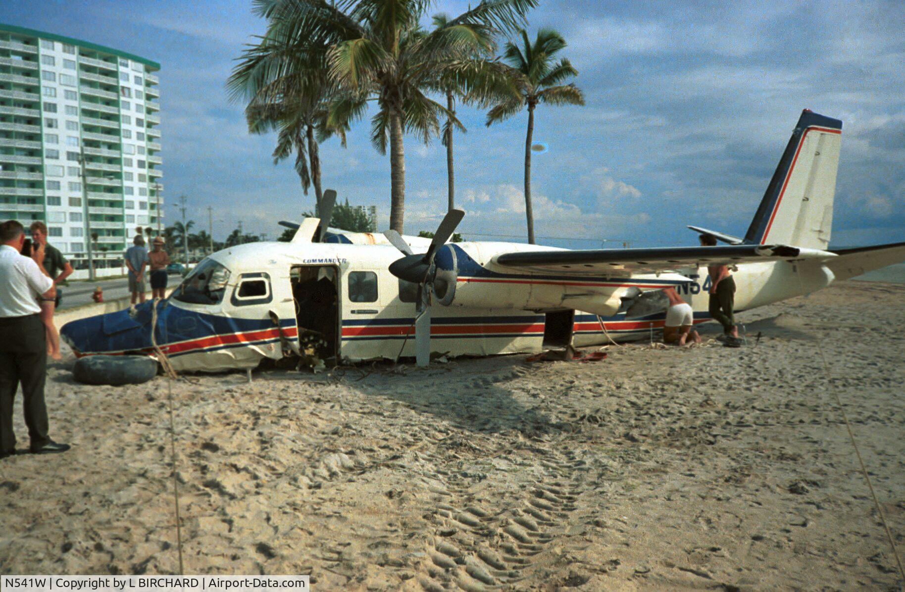 N541W, 1966 Aero Commander 680T Turbo Commander C/N 680T-1554-13, On the beach in Pompano Beach Fliorida, Oct 4 1970