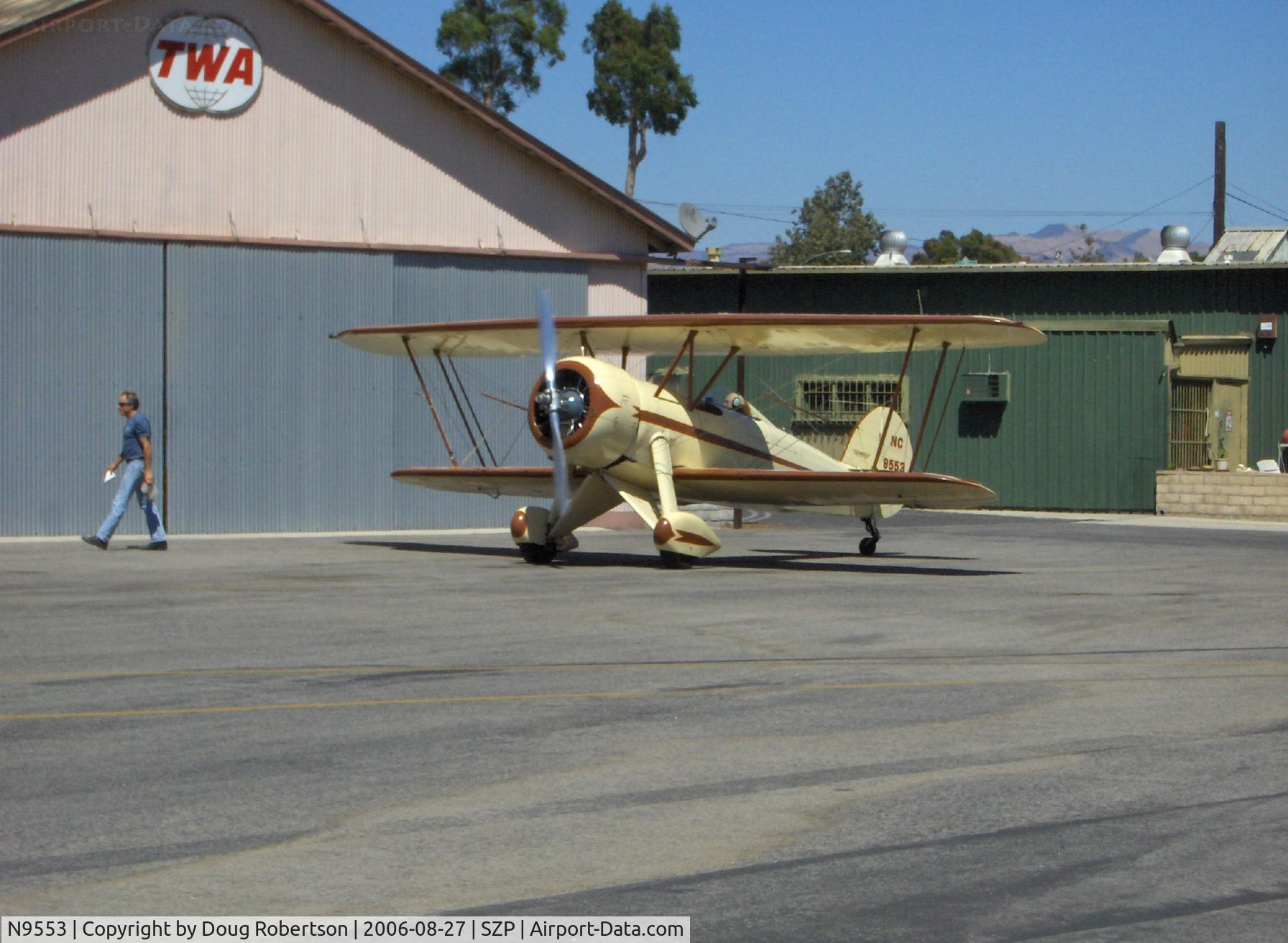 N9553, 1929 Waco ATO TAPERWING C/N A-44, NuWaco ATO TAPERWING semi-replica, Jacobs R755 B-2 275 Hp upgrade, engine warmup