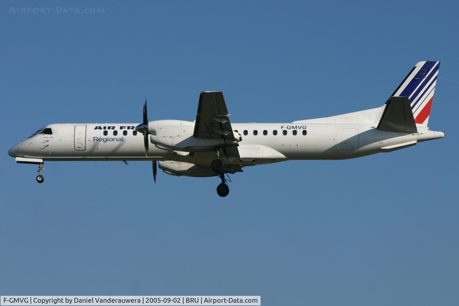F-GMVG, 1997 Saab 2000 C/N 2000-049, early arrival to rwy 25L