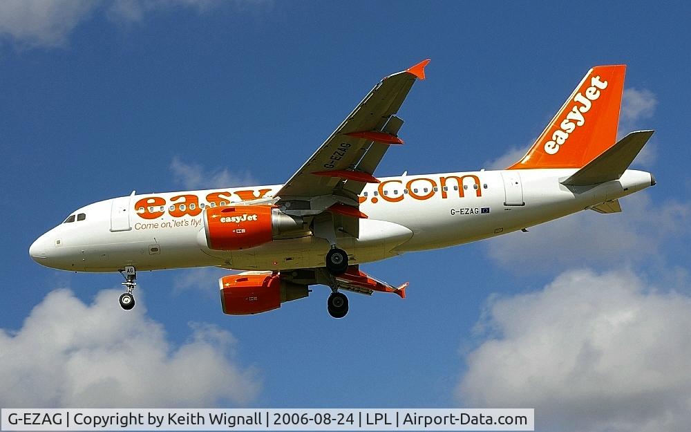 G-EZAG, 2006 Airbus A319-111 C/N 2727, Landing at Liverpool