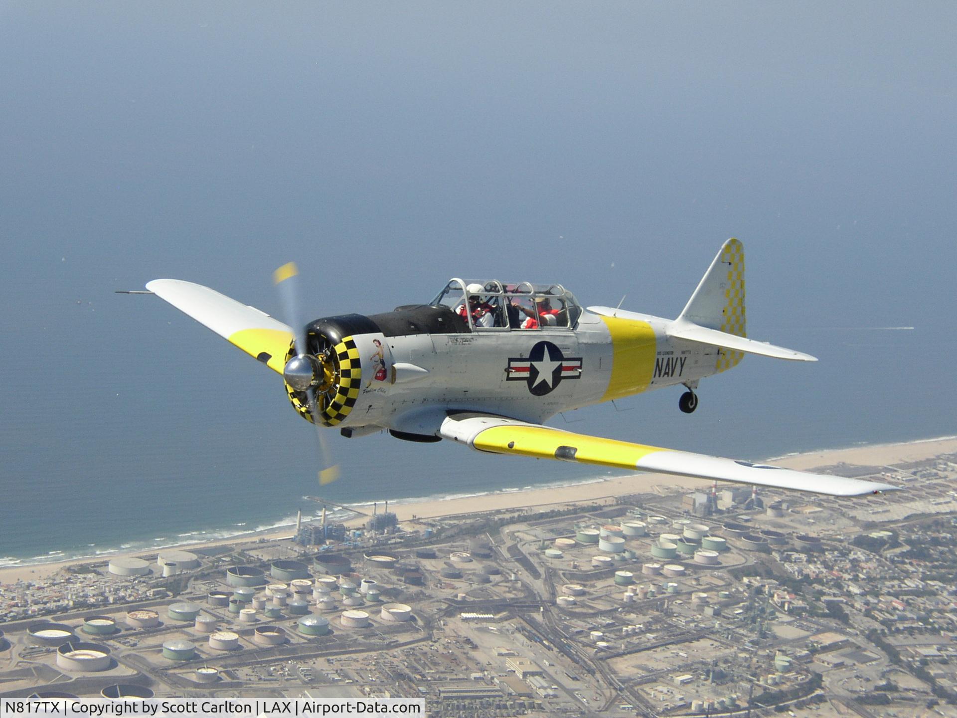 N817TX, 1942 North American AT-6D Texan C/N 88-18022 (42-86241), Over LAX in Aug, 2005.