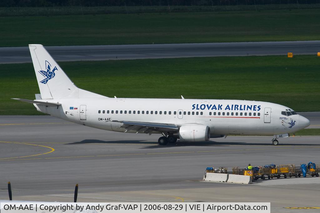 OM-AAE, 1986 Boeing 737-3Z9 C/N 23601/1254, On the way to the parking stand.