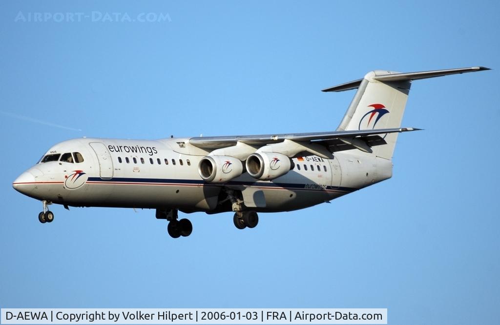 D-AEWA, 1990 British Aerospace BAe.146-300A C/N E3163, On final at Frankfurt/Main