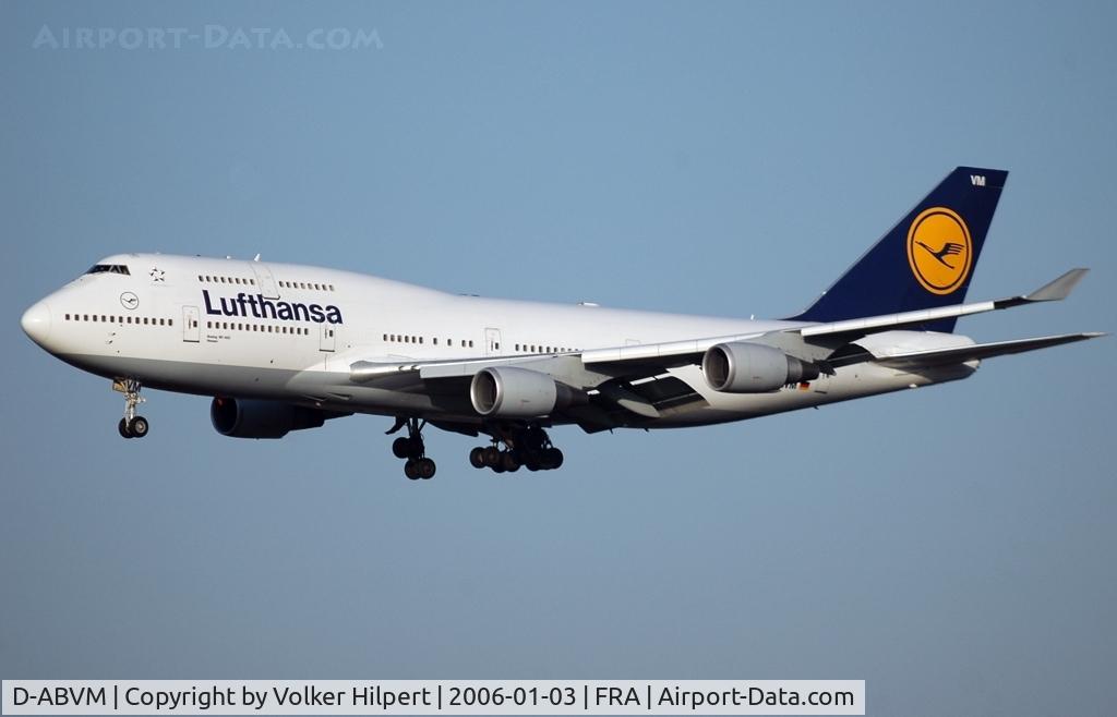 D-ABVM, 1998 Boeing 747-430 C/N 29101, on final at Frankfurt/Main