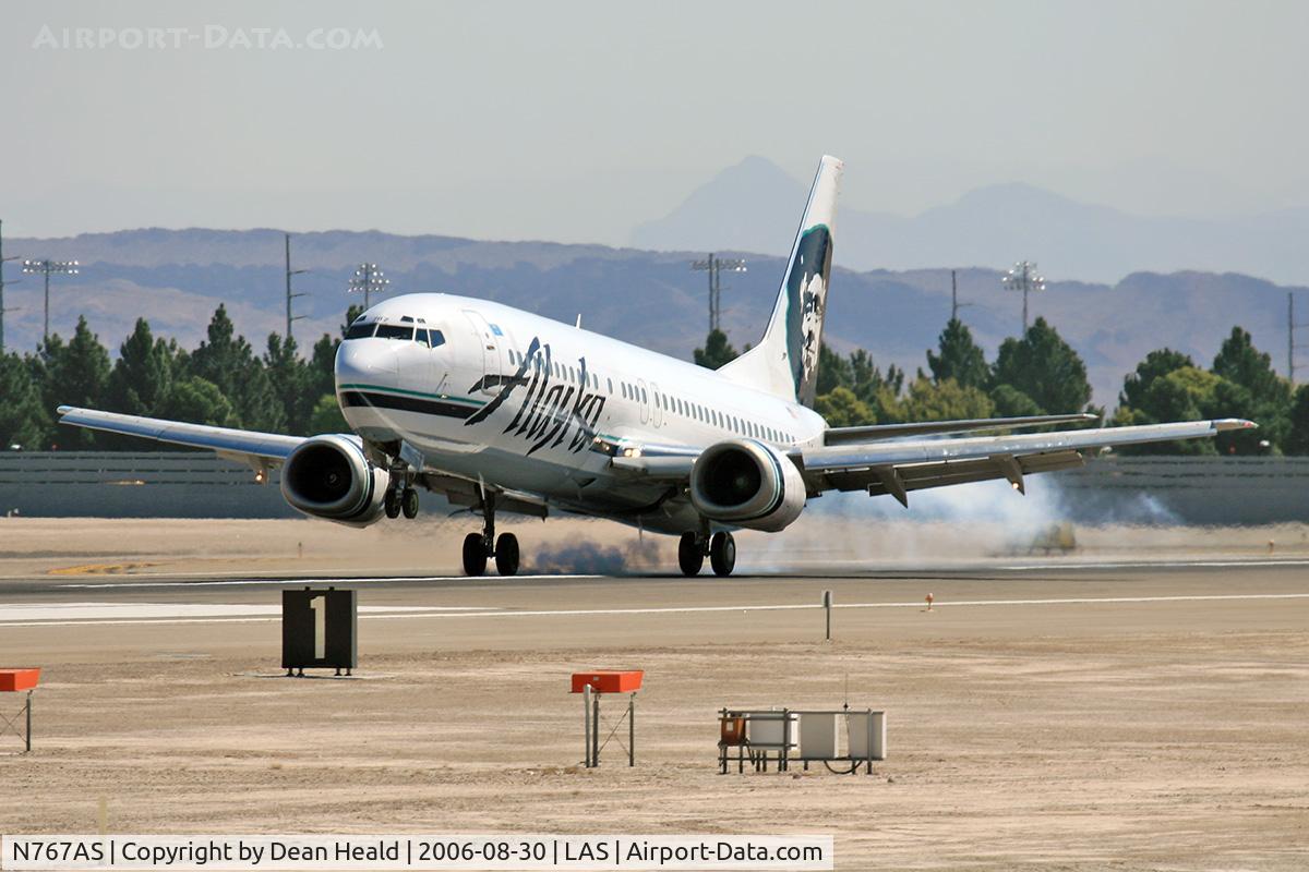 N767AS, 1992 Boeing 737-490 C/N 27081, Alaska Airlines N767AS (FLT ASA642) from Seattle Tacoma Int'l (KSEA) touching down on RWY 25L.
