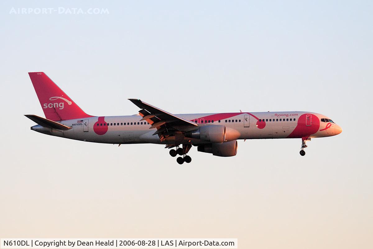 N610DL, 1985 Boeing 757-232 C/N 22817, Delta Airlines (Song) N610DL on final approach to RWY 25L in the early evening.