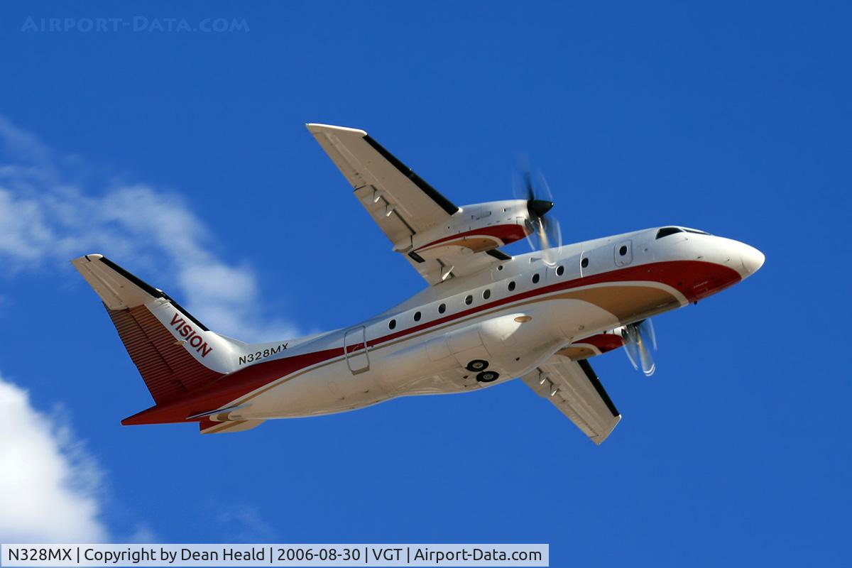 N328MX, 1996 Dornier 328-100 C/N 3071, Vision Airlines N328MX (1966 Dornier Do-328-100) climbing out from RWY 25 at North Las Vegas Airport (VGT).
