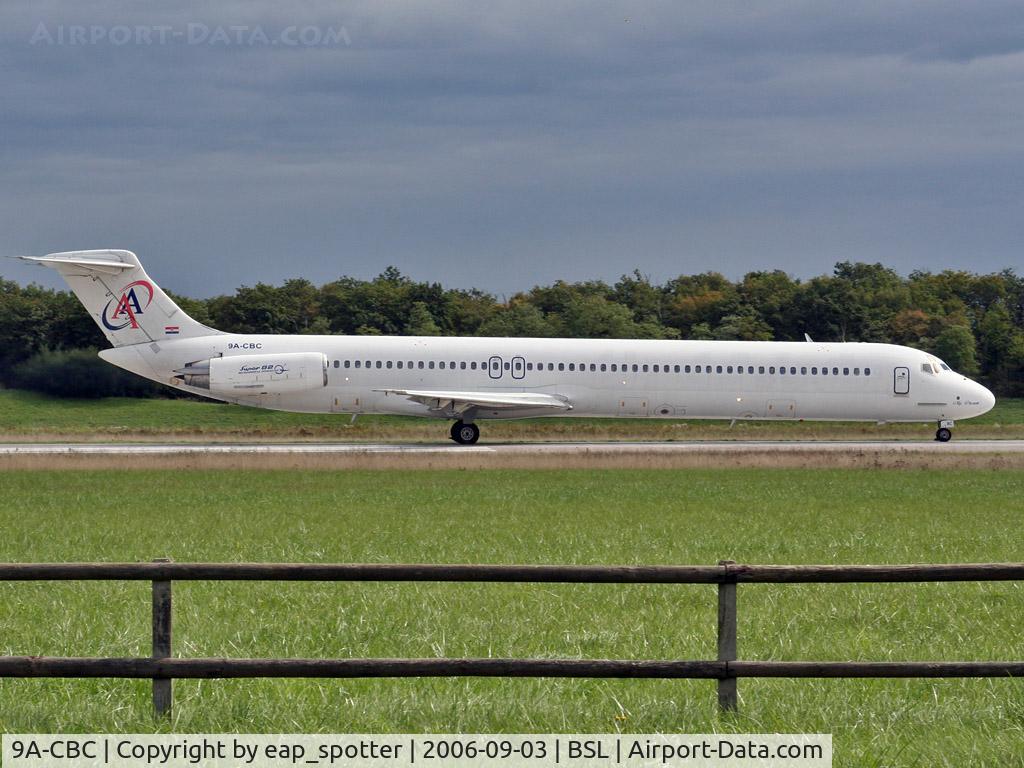 9A-CBC, 1982 McDonnell Douglas MD-82 (DC-9-82) C/N 49143, outbound as AHR351 to Split