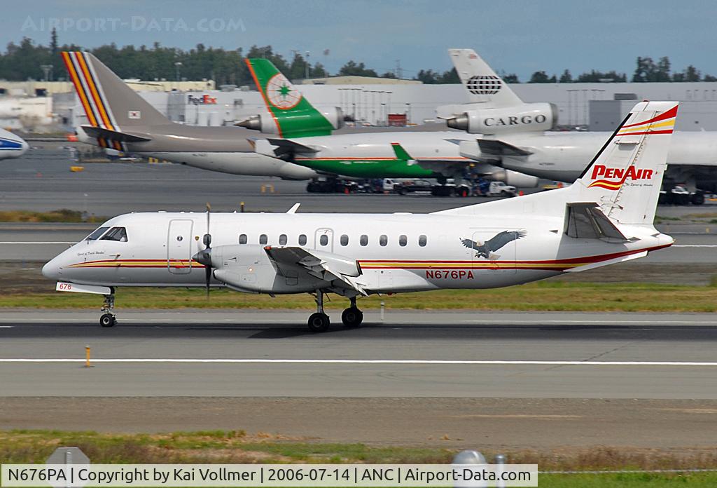 N676PA, 1993 Saab 340B C/N 340B-316, taking off Rwy 24L