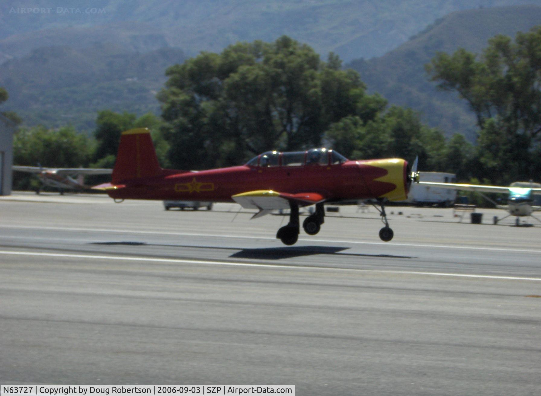N63727, 1977 Nanchang CJ-6A C/N 1832035, 1977 Nanchang China CJ-6A, Huosai 6A 9 cylinder radial 285 Hp, flaps second takeoff Runway 22