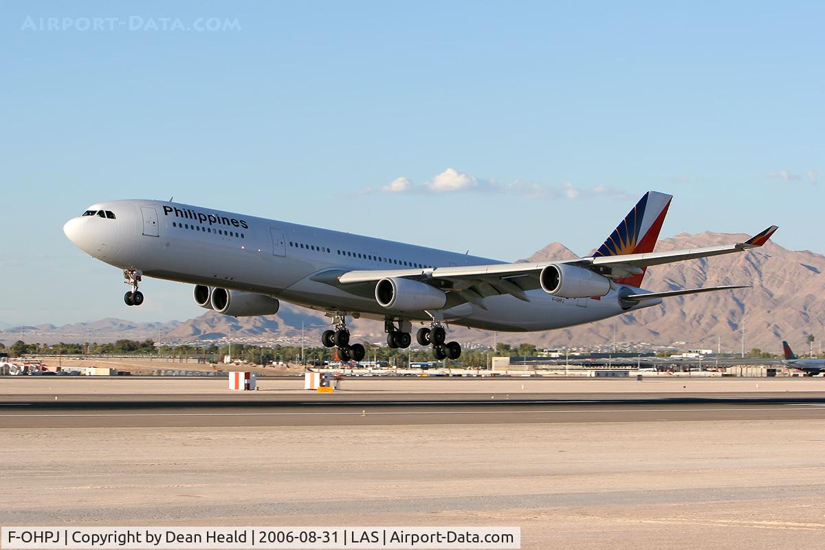 F-OHPJ, 1997 Airbus A340-313X C/N 173, Phillipines F-OHPJ nearing touchdown on RWY 25L.