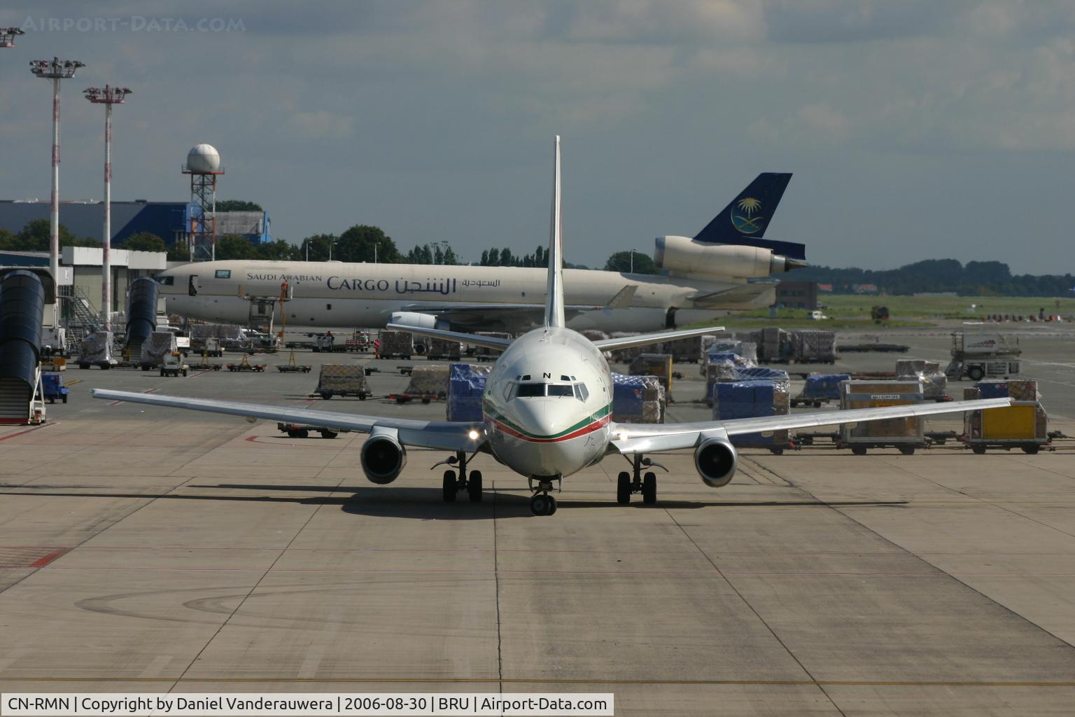 CN-RMN, 1983 Boeing 737-2B6C C/N 23050/975, manoeuvring to leave BRUCARGO apron